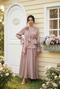 Floral Applique Draped Sleeve Skirt Suit
