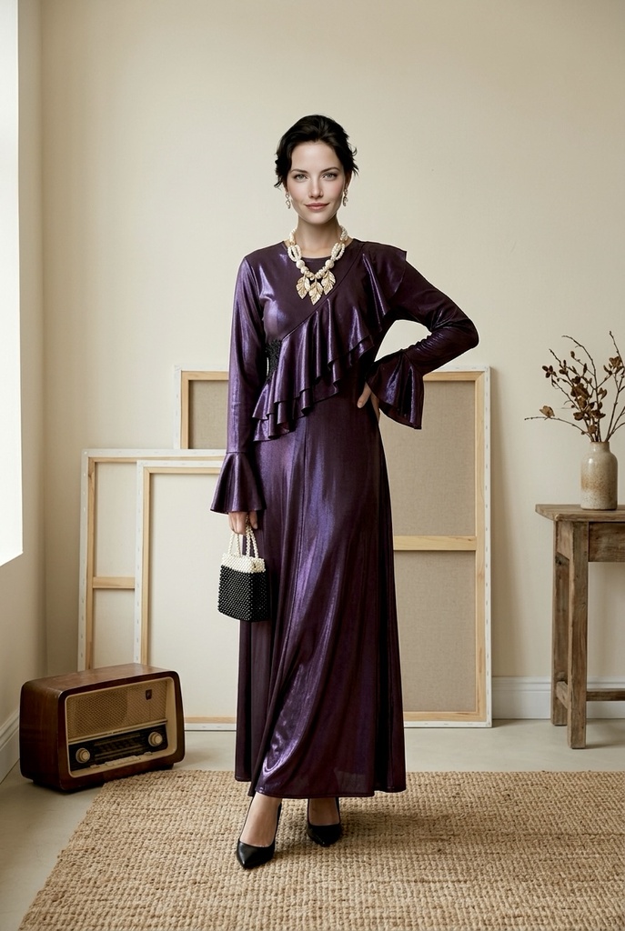 Metallic Shimmer Draped Dress