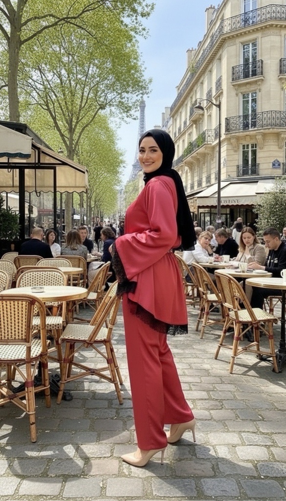 Elegant Satin Lace Trim Suit