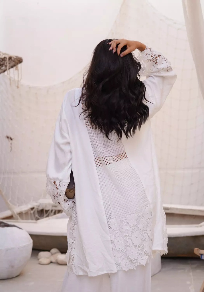 Guipure Cutwork Cardigan Suit