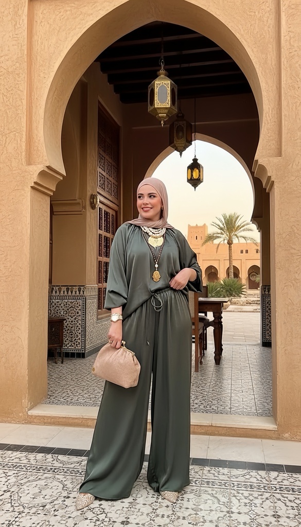 Open Neck Satin Suit