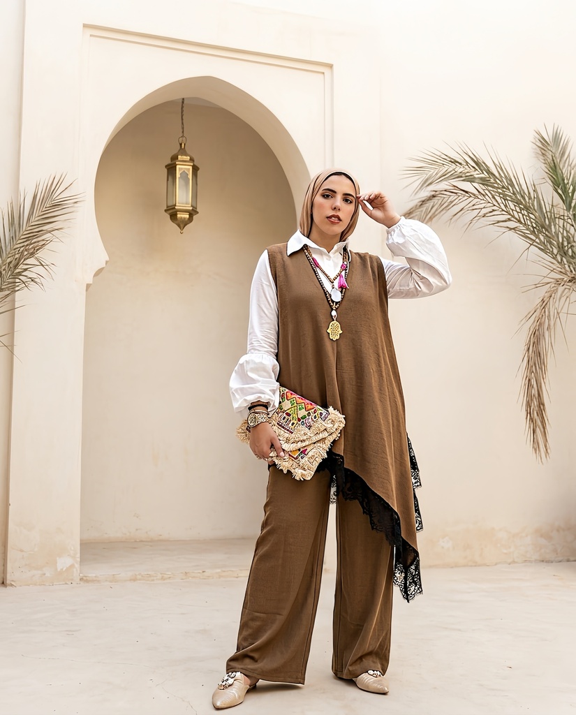 Casual Linen Lace Vest Suit