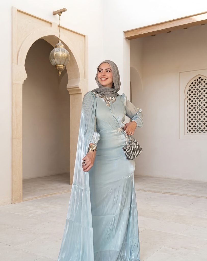 Shimmer Draped Embellished Dress