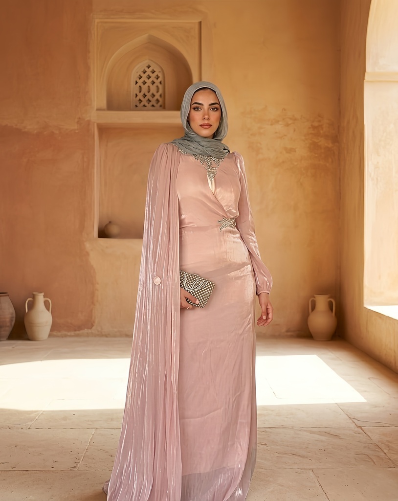 Shimmer Draped Embellished Dress