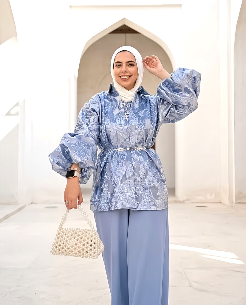 Metallic Organza Puff Sleeve Jacket