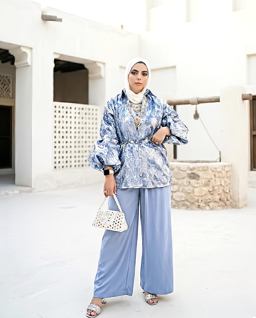 Metallic Organza Puff Sleeve Jacket