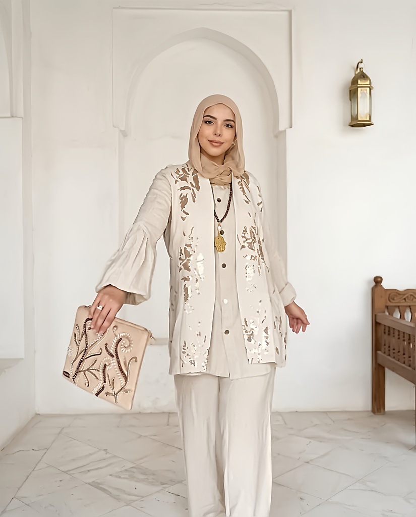  Three Piece Embroidered Vest Suit