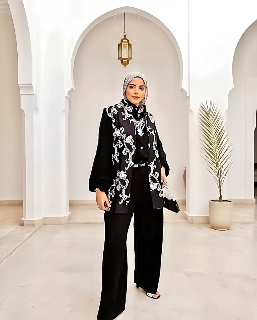  Three Piece Embroidered Vest Suit