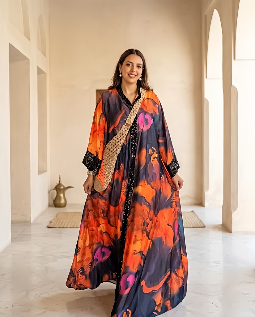 Abstract Print Flowy Dress