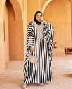 Striped Crystal Pearl Embroidered Abaya