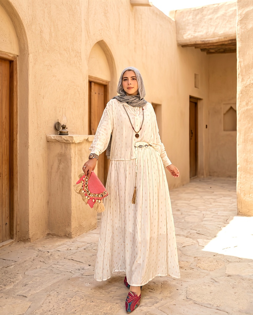 Linen Gold Circle Skirt Suit