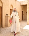 Linen Gold Circle Skirt Suit