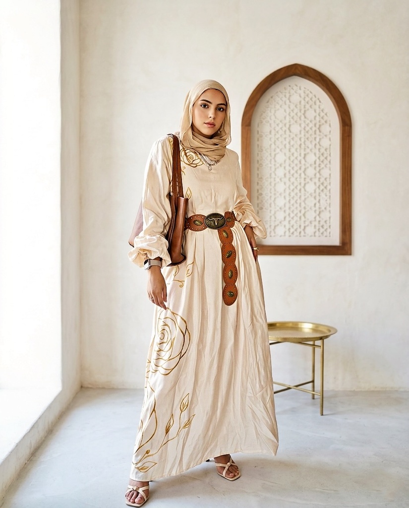 Elegant Painted Rose Dress