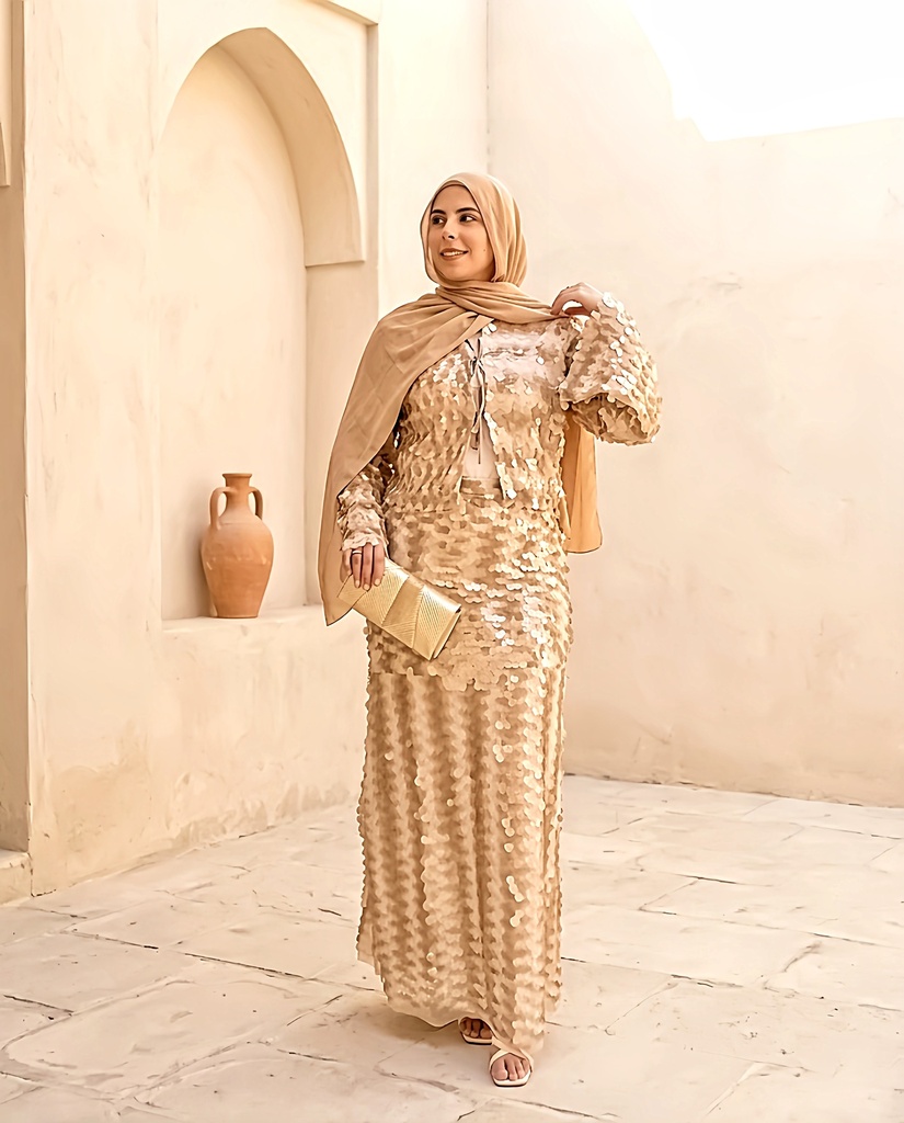 Sequin Fish Scale Skirt Suit