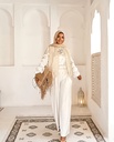Thread Embroidered Vest Striped Set