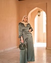 Waist Tie Striped Satin Suit