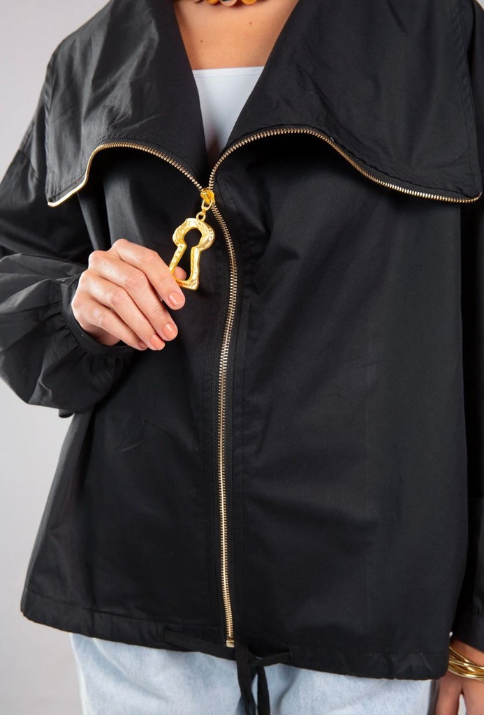 Casual Oversized Collar Zip Jacket