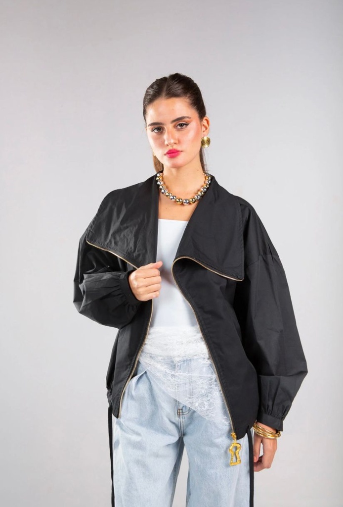 Casual Oversized Collar Zip Jacket