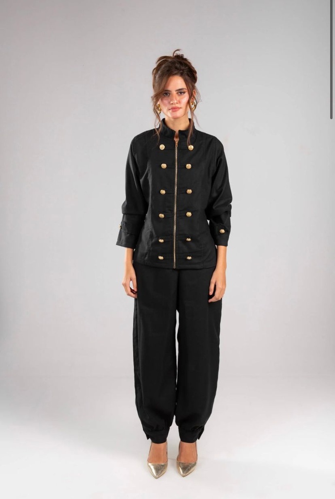 Military Button Zipper Suit