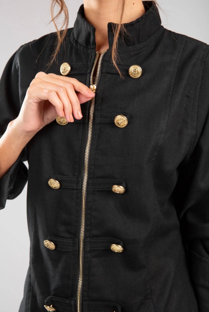 Military Button Zipper Suit