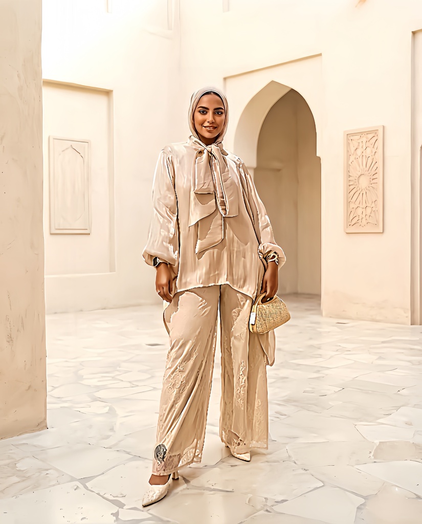 (Evening Wear) Lace Pants Ribbed Suit