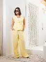 Ruffle Hem Linen Vest Suit