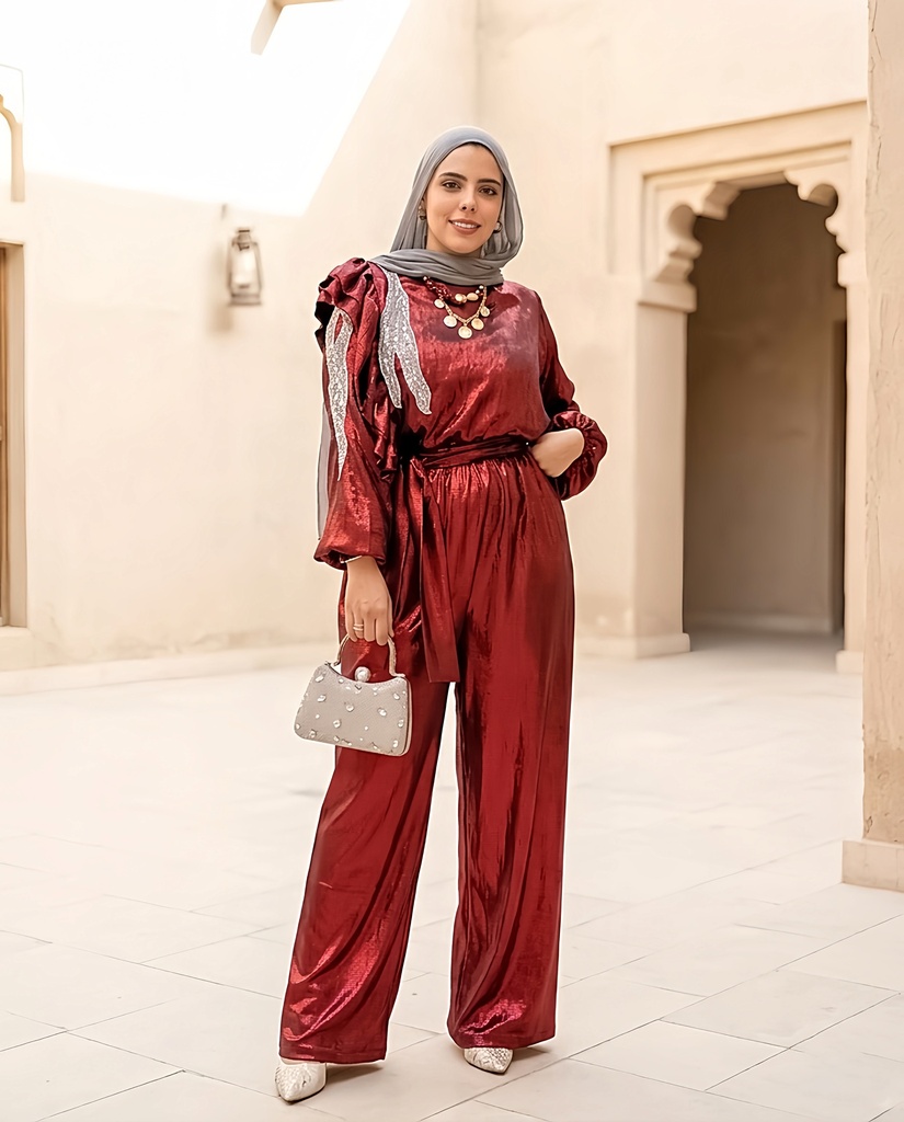 Embroidered Shimmer Jumpsuit