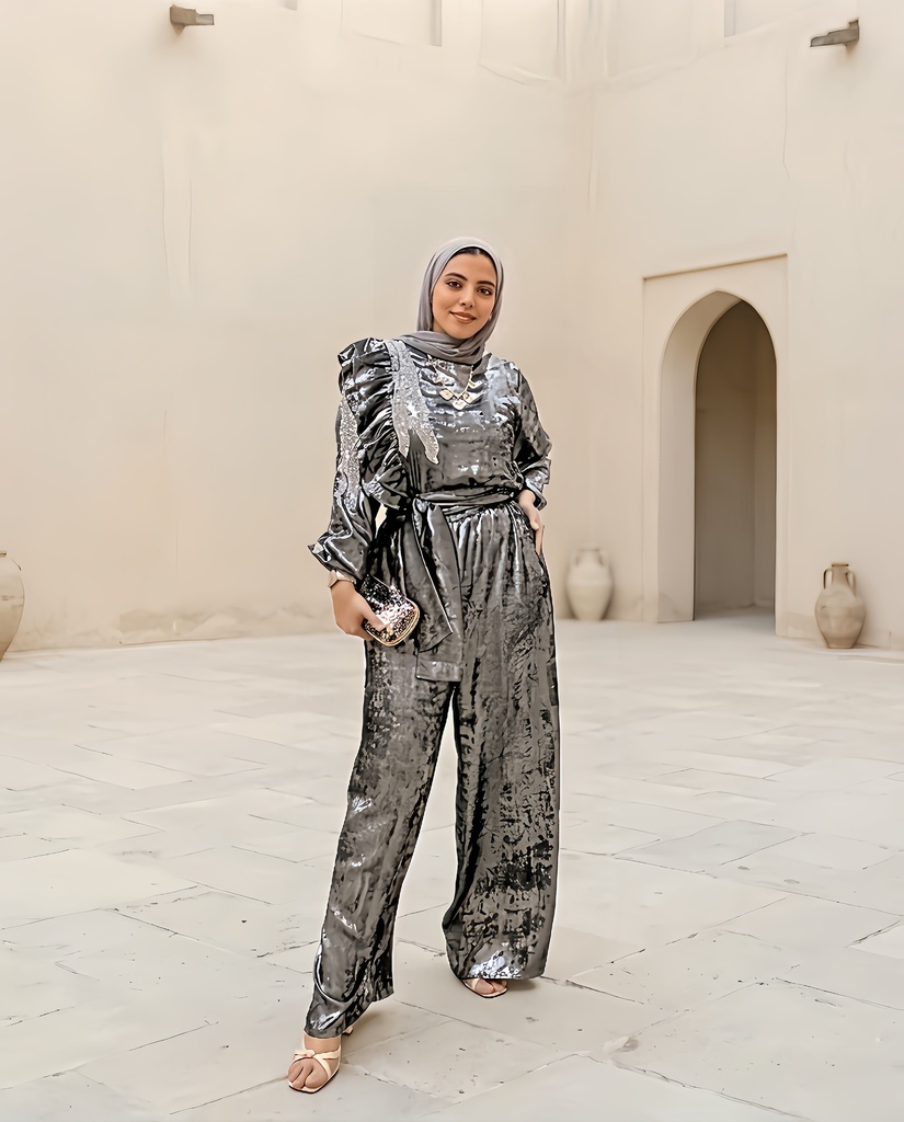 Embroidered Shimmer Jumpsuit