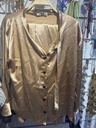 Lace Tie Neck Shimmer Satin Suit