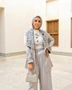 Embroidered Oversized Collar Satin Suit (Evening Wear)