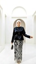 Embroidered Skirt Satin Blouse Suit