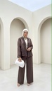 Thread-Embroidered Satin pant Suit