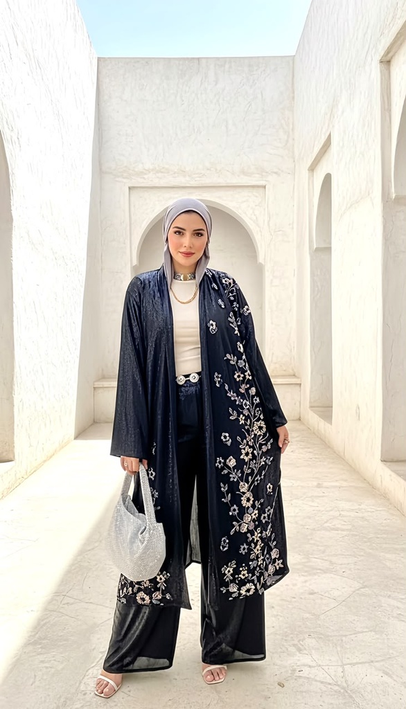 Embroidered Cardigan Suit