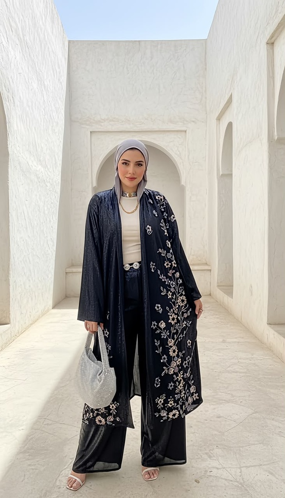 Embroidered Cardigan Suit