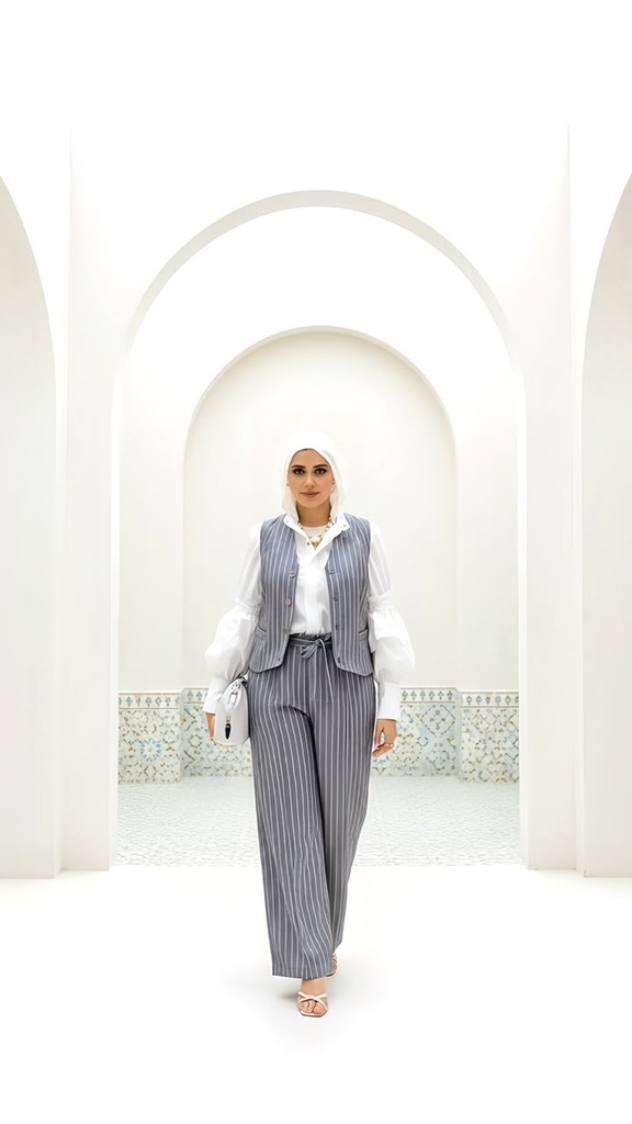Striped Linen Vest & Pants Suit