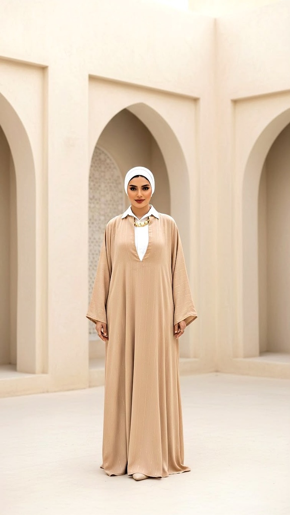Gold Striped Cotton Abaya