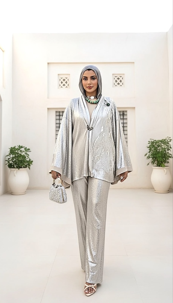 Side Embroidered Shimmery Suit