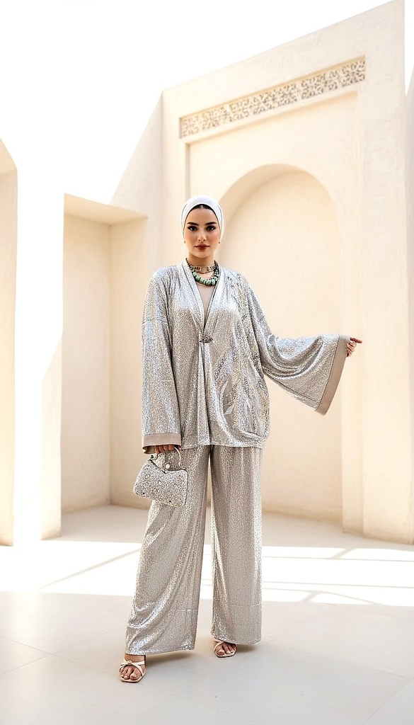 Side Embroidered Shimmery Suit