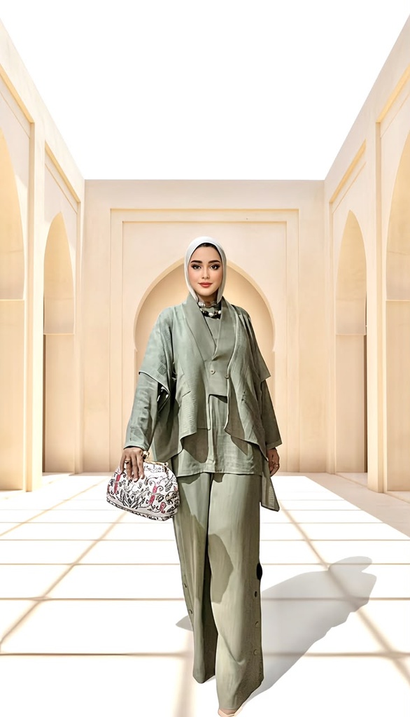 Linen Layered Mesh Vest Suit
