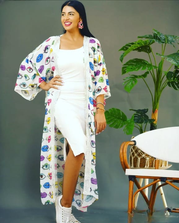 Eyes and Lips Chiffon Kimono