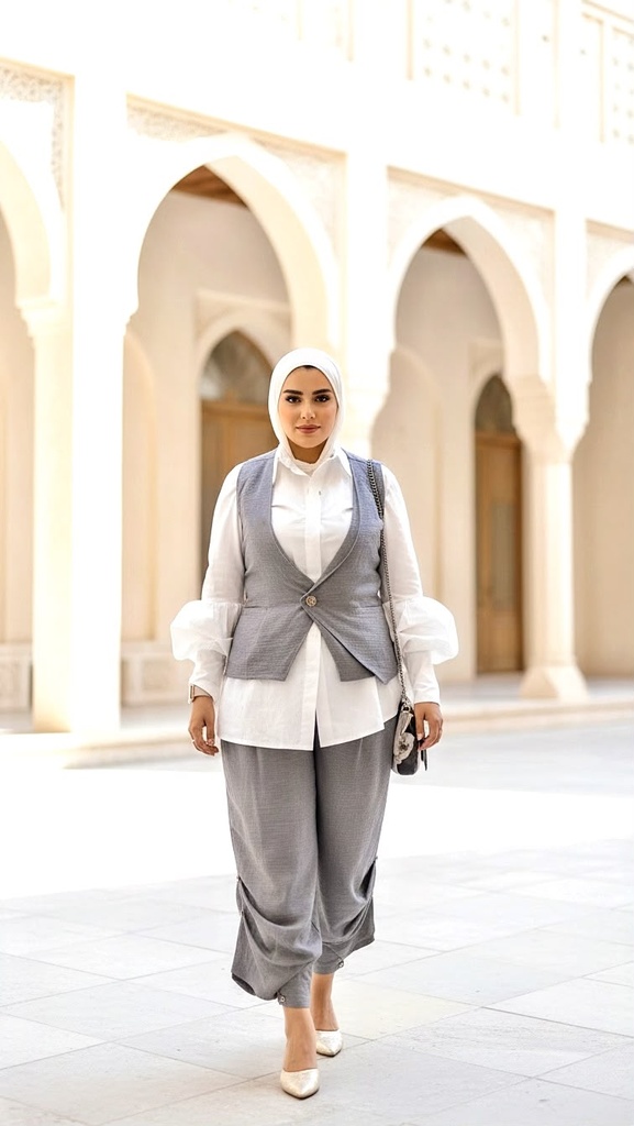 Linen Button Detail Vest Suit