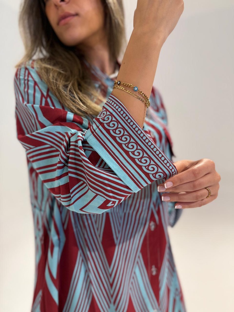 Indian print shirt dress