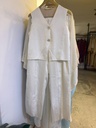 Buttoned Textured Vest Wide Leg Suit