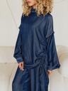   Ruched Drawstring Blouse Suit 