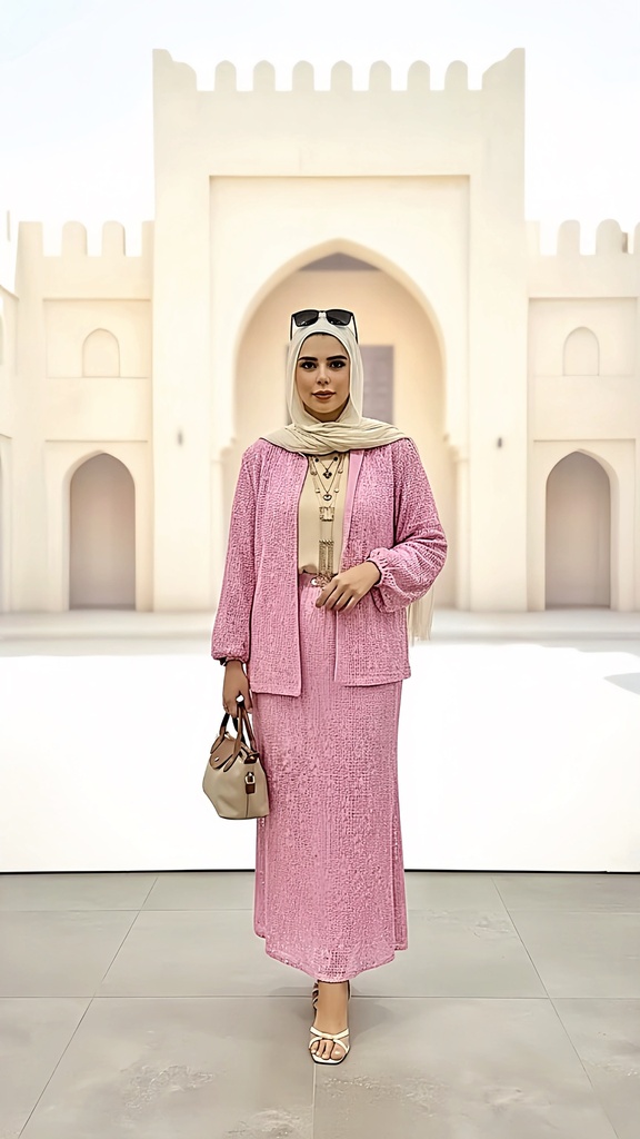 Openwork Knit Skirt Suit