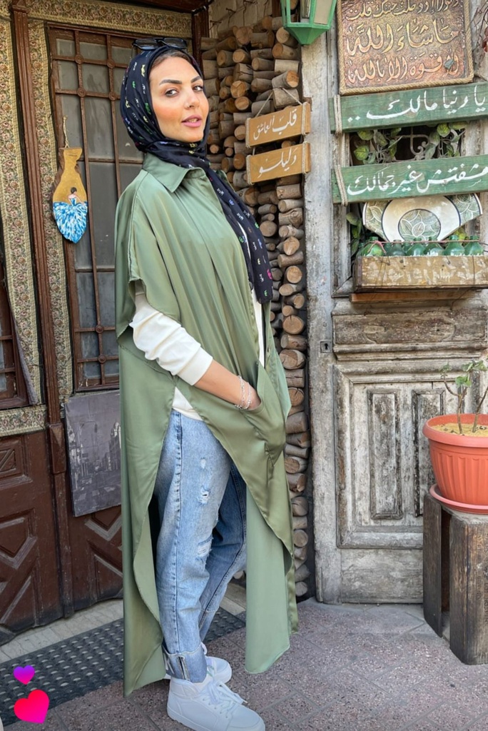 High slit satin poncho 