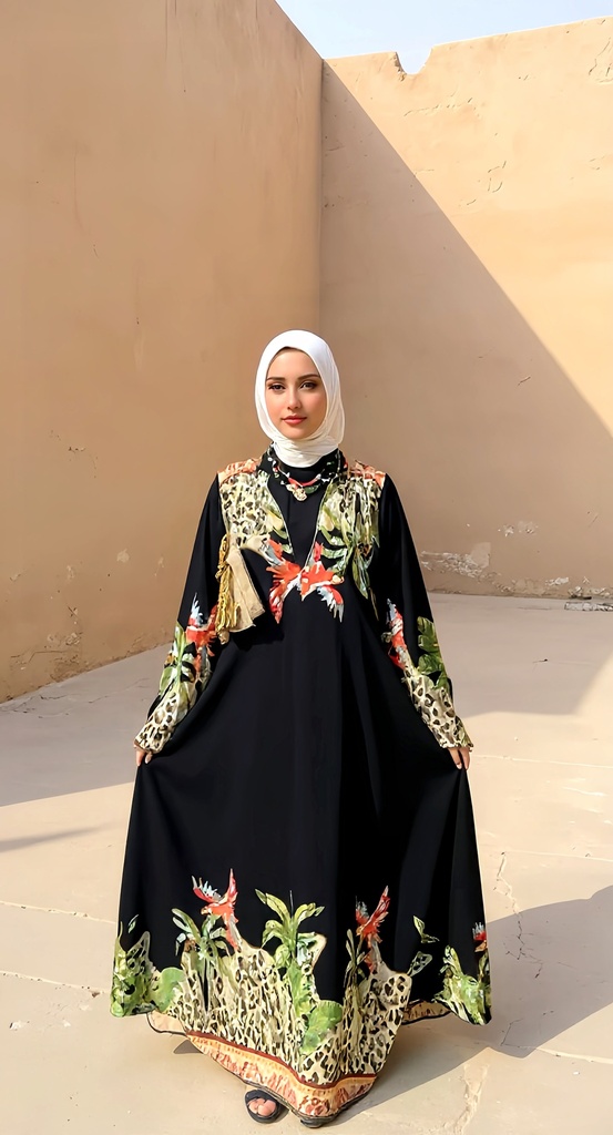 Printed Linen Abaya