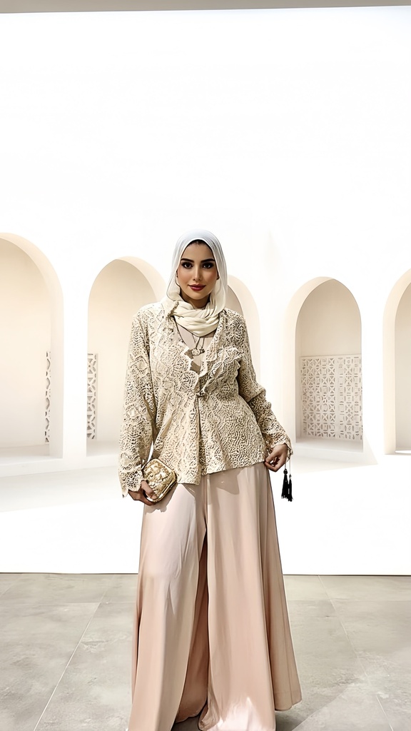 Gold-Detail Openwork Guipure Jacket