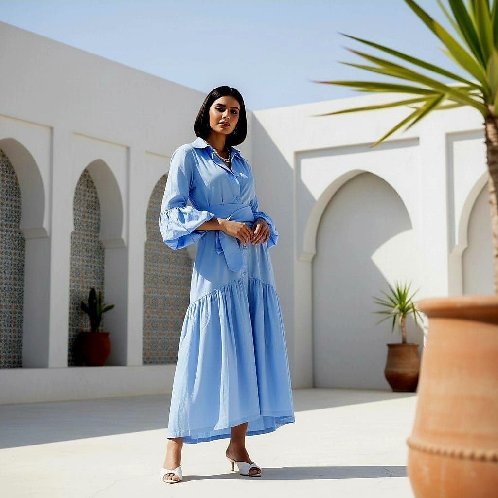 Belted Flared Casual Dress