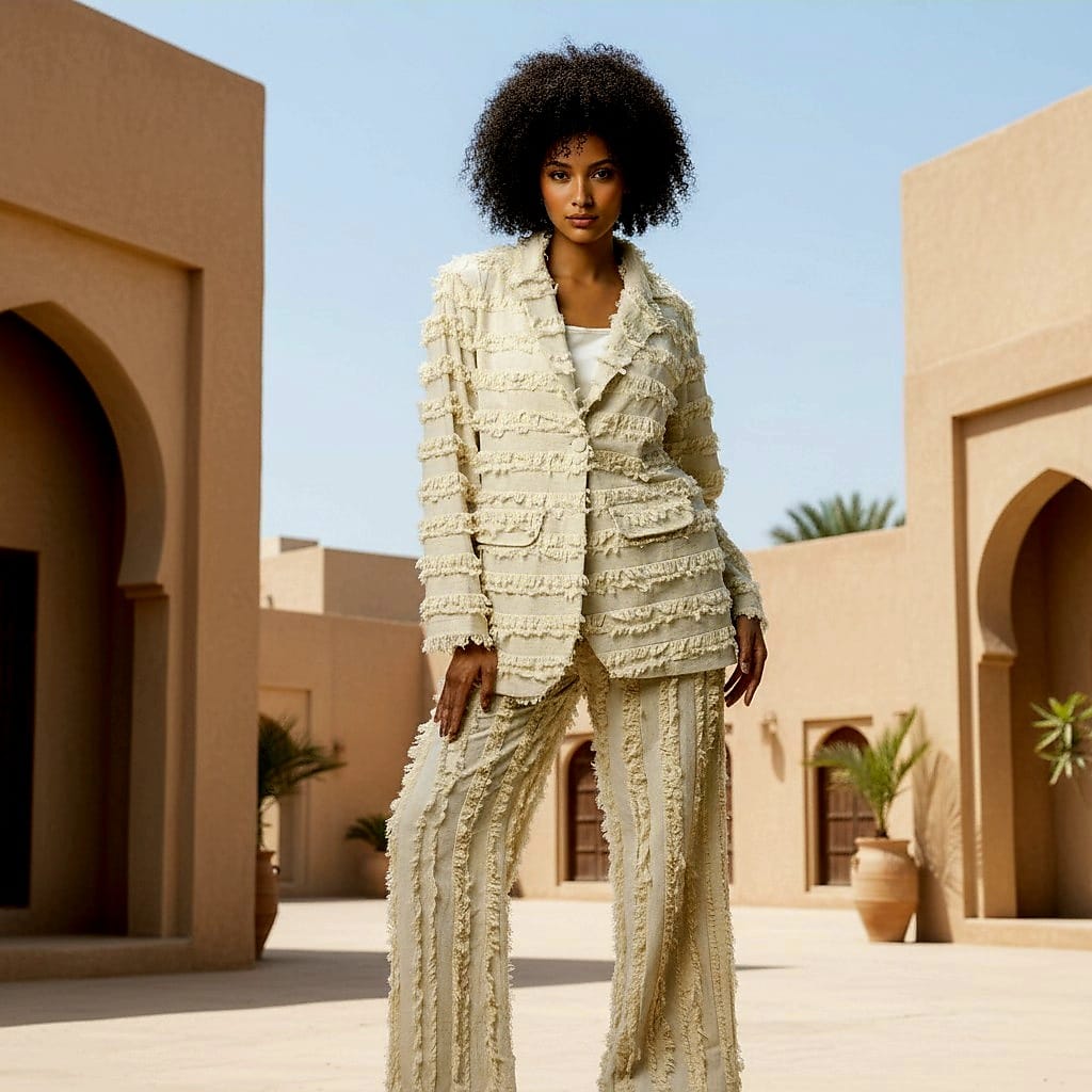 Guipure Lace Detail Blazer Suit